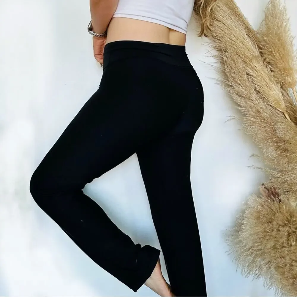 LULULEMON Black Mid High Rise Boot Cut Drawstring Tie Waist Yoga Pant Leggings 6